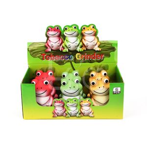 Esigo Cute Frog Herb Grinder Zinc Alloy Manual Tobacco Crusher with Cartoon Face Design 3 Piece Colorful Grinder for Dry Herbs Spices Portable Smoking Accessory