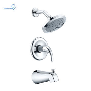 Aquacubic Modern Single Handle Tub and Shower Faucet System with Single-Spray Shower Head Polished Chrome