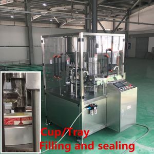 Automatic Tray Filler Sealer Machinery Cup Liquid Bottle Filling Sealing Packing Machine