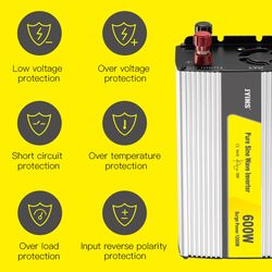600W 12V/24V/48V DC to AC 110V/220V Pure Sine Wave Inverter