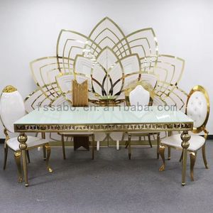 Luxury Unique Design Stainless Steel Dining Tables and Chairs Glass Table