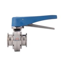 Sanitary Clamp 304/316L Butterfly Valve with blue Handle