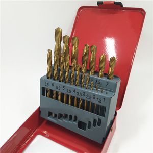 19PCS HSS Twist Drill Bit Set Roll Forged Titanium-Coated Metal Case Packing 1.5-10mm 19PCS HSS Twsit Drill Bit Set