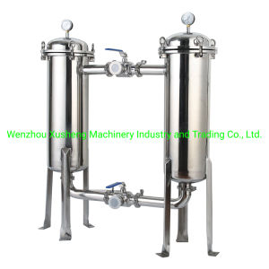 AISI304 Stainless Steel Sanitary Hygienic Polished Water Filtration Duplex Parallel Bag Housing Filter