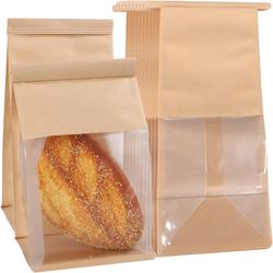 Custom Windowed Bread Bags Food-Grade Eco-Friendly Oil-Proof Food Packaging Bags for Bakeries Wholesale