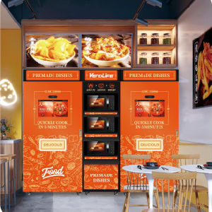 Bakery Touch Screen Pasta Ramen Hamburger Sandwich Vending Machine with Microwave Oven Heating Frozen Lunch Box Automatic Hot Meal Food Vending Machine