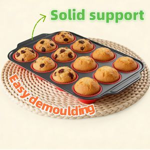 Manufacture of Custom Silicone Kitchenware Set Metal Frame Cupcake Baking Pan