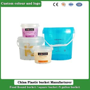 Wholesale New Materials PP Food Storage Clear Plastic Buckets with Lids Food Packing