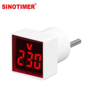 LED-102 EU Plug-in Digital Voltage Meter 50-380V AC Voltage Monitor with LED Display EU Plug Square Voltage Indicator