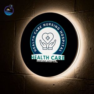 UV Print Metal Circle Backlit Light Box Custom Logo LED Illuminated Sign