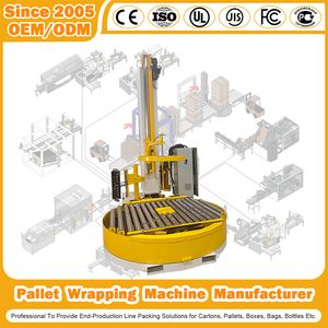 Fully Automatic High Speed Rotary Arm Prestretch/Stretch Roll POF PE Film Strapping Wrap Top Sheet Packing Inline Pallet Wrapping Machine for 5 Side Film