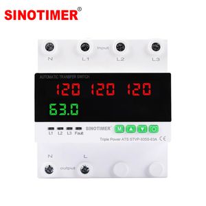Stvp-935s-63A 63A Triple Power ATS 120V AC Digital Display DIN Rail Mount Automatic Transfer Switch