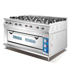 8 Burner Gas Stove Cooking Range Kitchen Equipment with Gas Oven for Commercial Kitchen/Catering/Cooking/Baking/Restaurant/Hotel