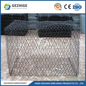 Gezhige 100X120 mm Cheap Gabion Basket 4.0mm Selvedge Wire Thickness Galvan and PVC Coated Hexagonal Woven Netting Gabion China Hot DIP Galvanized Gabion Basket
