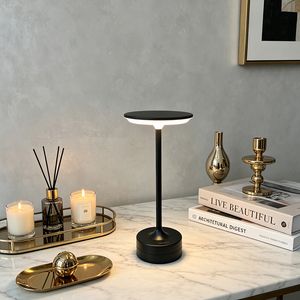 USB Rechargeable LED Table Lamp Touch Dimmable Wireless Metal Desk Lamp for Hotel Bedroom Restaurant Bar