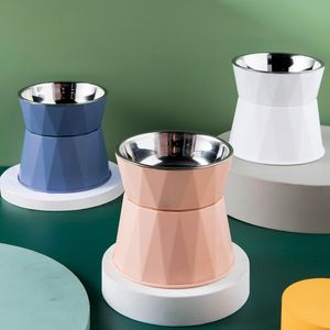 Eco-Friendly Stainless Steel Cat/Dog Bowl with High Foot & Neck Protector Anti- Overturning Dual-Use Pet Feeder Boxed