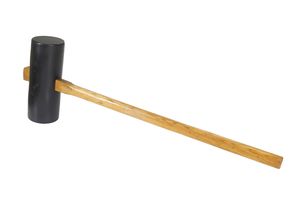 Heavy-Duty Rubber Mallet Hammer with Hard Tips and Wood Handle