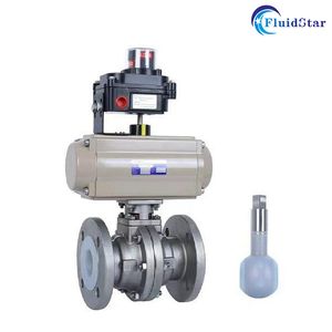 Pneumatic Corrosion-Resistant PTFE-Lined Rubber Flanged Floating Switching Ball Valve