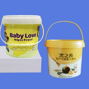 Wholesale 1L Food Grade Plastic Bucket Food Packaging Bucket with Lid Ice Cream Bucket Can Printed Logo Custom Colors