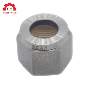 304 316 316L Stainless Steel Instrument Compression Fitting Nut Double Ferrule Silver Plated Nut