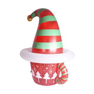 Christmas Inflatable Hat Blow up Party Decor with Colorful LED Lights Decorations