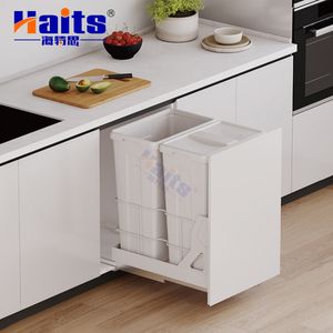 Kitchen Cabinet Hardware Double Pullout Waste Container Pull out Waste Bin