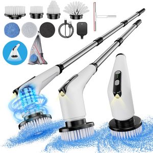 Electric Spin Scrubber Cordless Bathroom Tub Scrubber with Long Handle