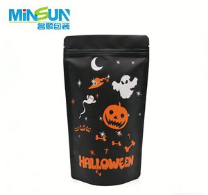 Beautifully Patterned and Durable Stand-up Pouch Halloween Gift Bag Zipper for Snack Food Packaging Storage Plastic Bags