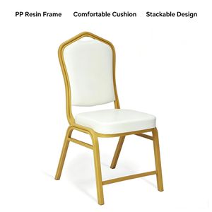 Luxury Padded Golden Frame PP Resin Banquet Chair for Wedding Reception Venue