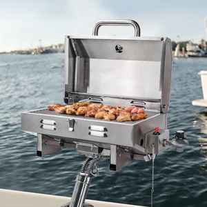 Marine Adjustable Boat Grill Inclined Bracket Mount BBQ Stove Propane Barbecue Gas Grill for Boat