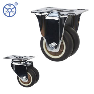 50 mm 75 mm Brown Universal TPR Rotating Castor Twin Wheel with Bearing Mute Furniture Swivel Casters