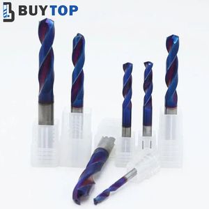 Solid HRC65 3D 5D Nano Blue Coating Inner Cooling Tungsten Carbide Twist Drill Bit for Metal and Wood