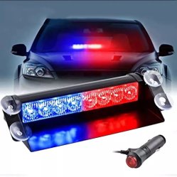 12V Car Strobe Flashing Lights Lamp 8 LED Emergency Warning Windshield Flashing LED Light Flashing Red/White/Blue Light for Auto