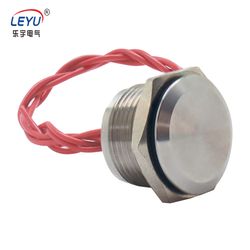Flat Head Stainless Steel Piezo IP68 Waterproof 19mm LED Metal Piezo Switch
