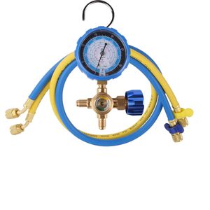 Refrigerant Part Valve Gauge, Red Yellow Blue Hose Set Pressure Control Manifold