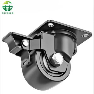 Giessen Heavy Duty Low Height Black Nylon Industrial Caster Wheel – 50/65/75 mm Swivel with Brake