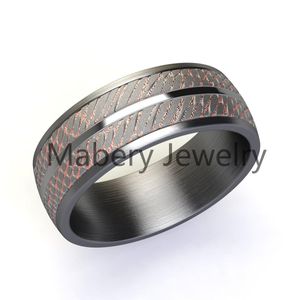 Sleek Modern Matte Black Titanium Ring with Stainless Steel Necklace Set