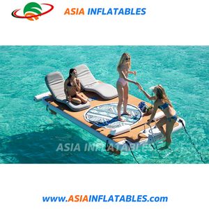 Inflatable Platform Floating Pontoon Dock Float Island Sunbathing Air Mat