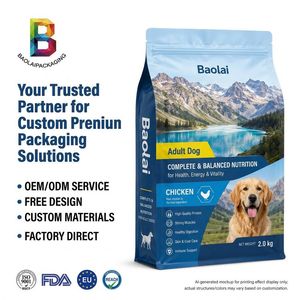 Custom Printed High Barrier Al Foil Kibble Packaging 5kg 10kg Dog Food Bag FDA Certified Flat Bottom Pet Food Pouch