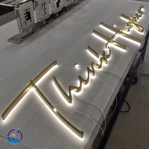 Custom Waterproof 3D Gold Chrome LED Backlit Metal Acrylic Signs