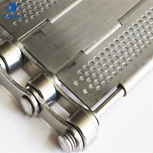 High Temperature Food Grade 304 316 Stainless Steel Perforated Chain Link Plate Conveyor Belt for Baking Machine