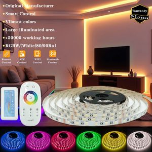 High Lumens 12V/24V 10MM PCB RGBW 5050 Waterproof Smart LED Strip Light with Remote Control for Hotel Decoration