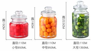 950ml/1350ml/1650mlstorage Glass Jar with Glass Lid