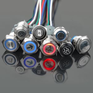 19mm/22mm/ Pushbutton Switch Momentary Latching 12V 24V LED Ring Switch