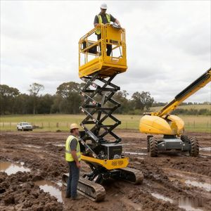 Zs1216c Ss1216 12m Rough Terrain Electric Mobile Track Scissor Lift Platform 4m-16m Remote Control