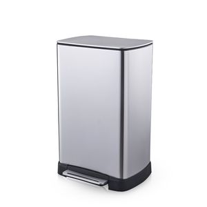 30L Stainless Steel Silver Foot-Pedal Trash Can for Living Room Home Use