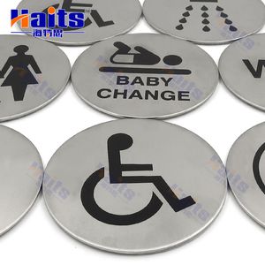 Stainless Steel Round Disabled Wheelchair Accessible Toilet Sign Plate