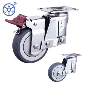Double Spring Loaded Shock Absorber Industrial with Brake 3 in 4 in 5 in Plate Caster TPR Wheels Industial Caster