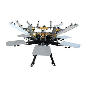 4 6 Color 6 Station T-Shirt Bags Flat Manual Rotary Silk Press Screen Printing Machine for Textile Cloth Fabric T-Shirt Printing
