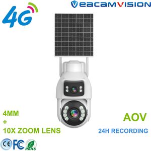 10X Zoom 4MP Dual-Lens PTZ Camera, 2K Full Color, 4G & Solar Power, WiFi Remote Viewing, Indoor Outdoor Surveillance Security CCTV